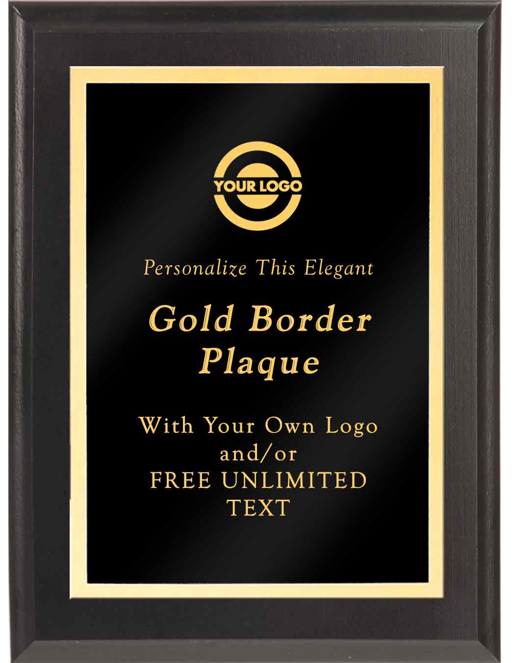 Black Classic Gold Border Plaque