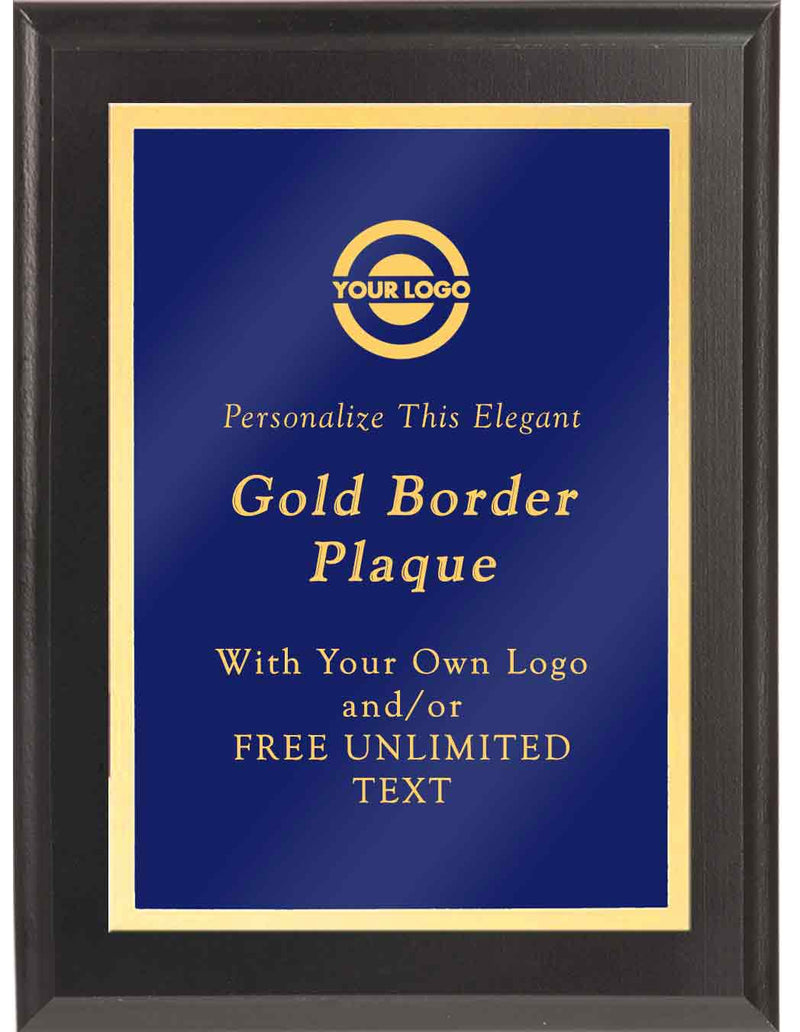 Black Classic Gold Border Plaque - Blue