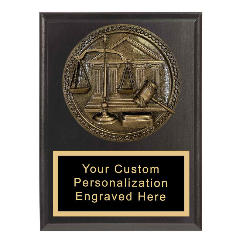 Solid Black Scales of justice Plaque Mount