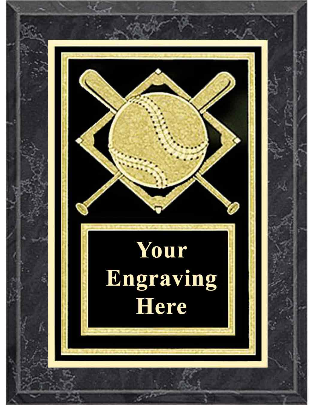 6x8 Black Marble Baseball Activity Plaque