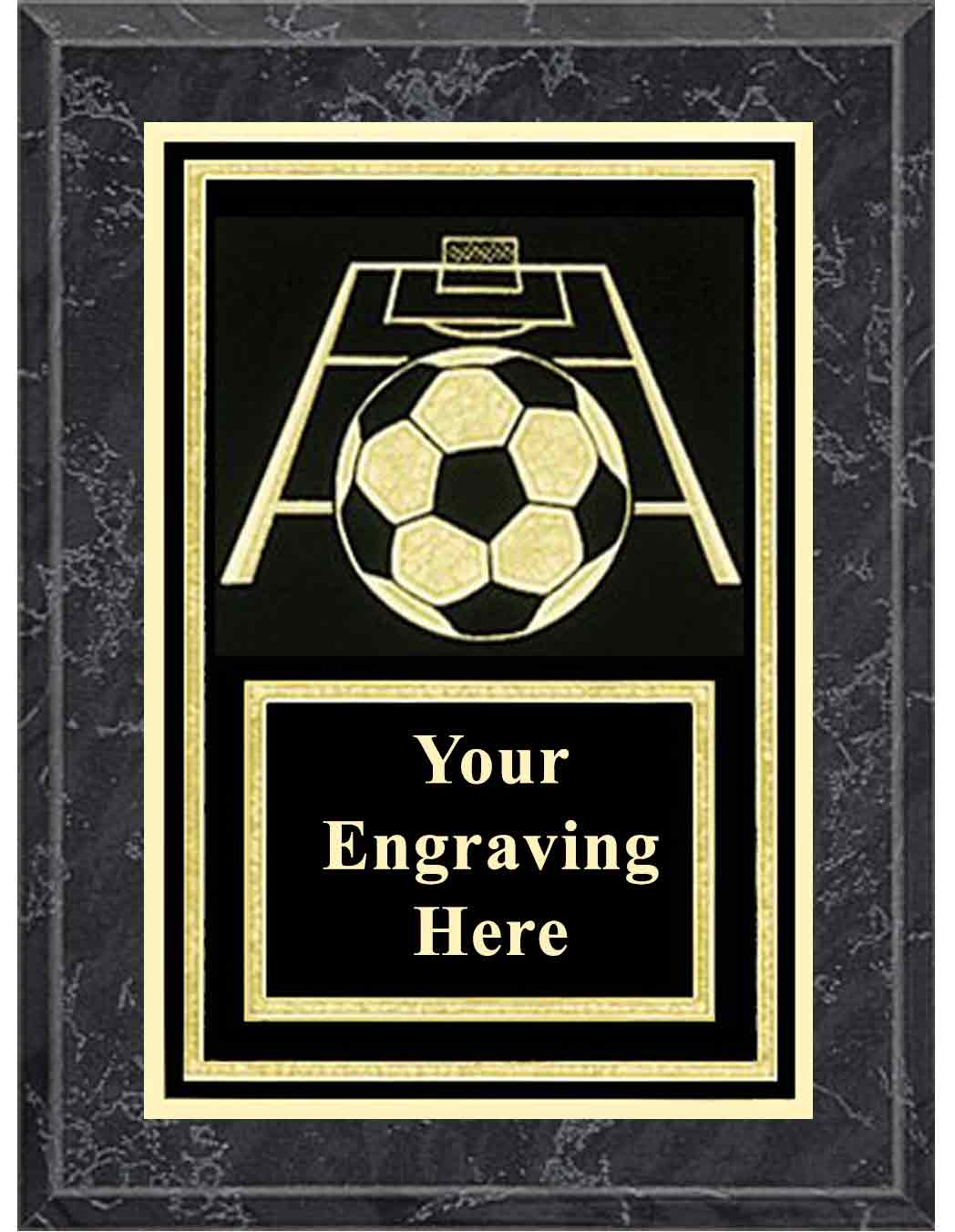 6x8 Black Marble Soccer Activity Plaque