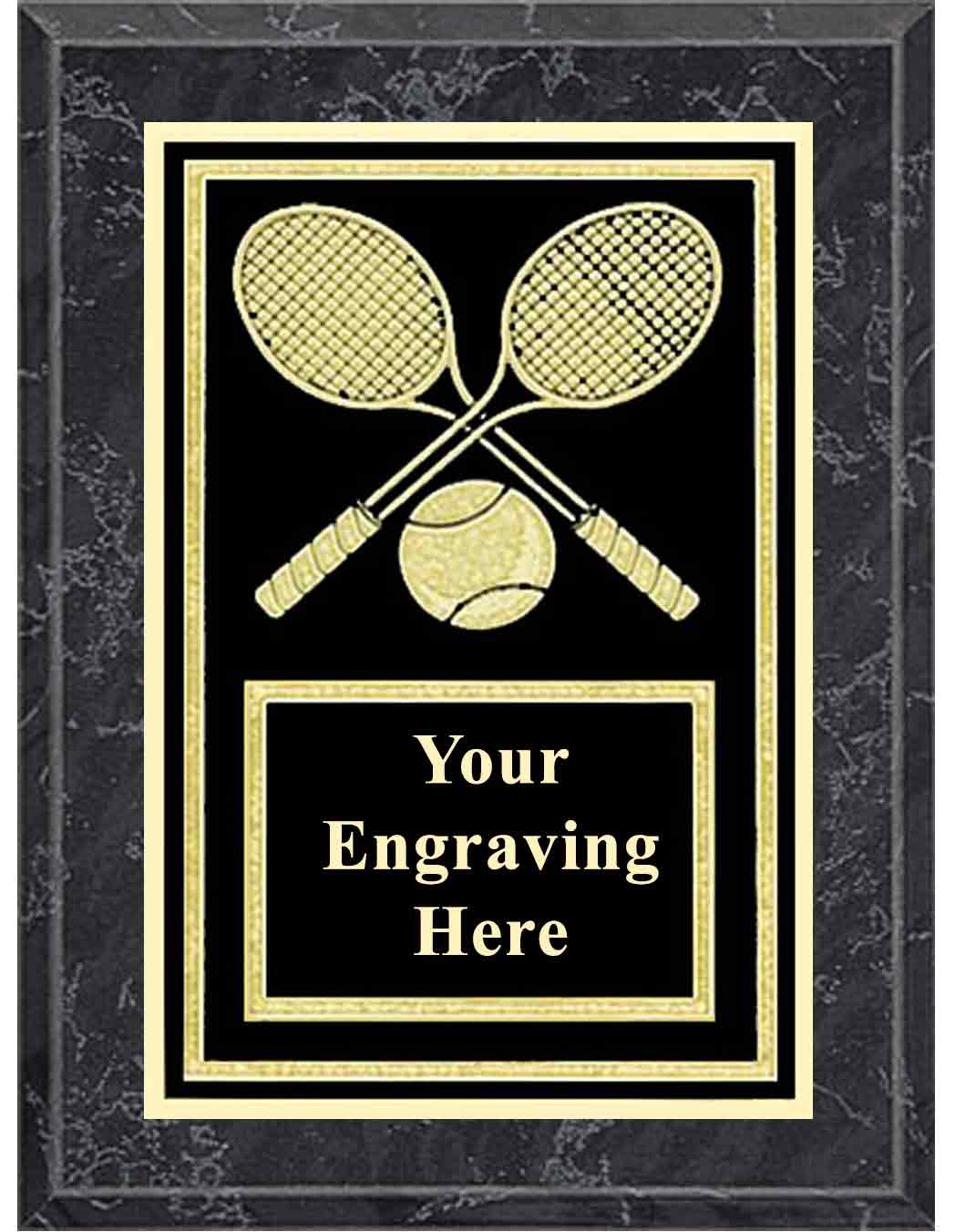 6x8 Black Marble Tennis Activity Plaque