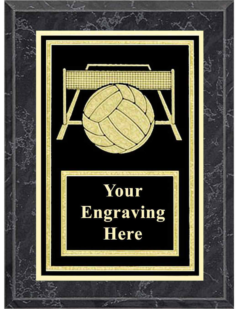 6x8 Black Marble Volleyball Activity Plaque