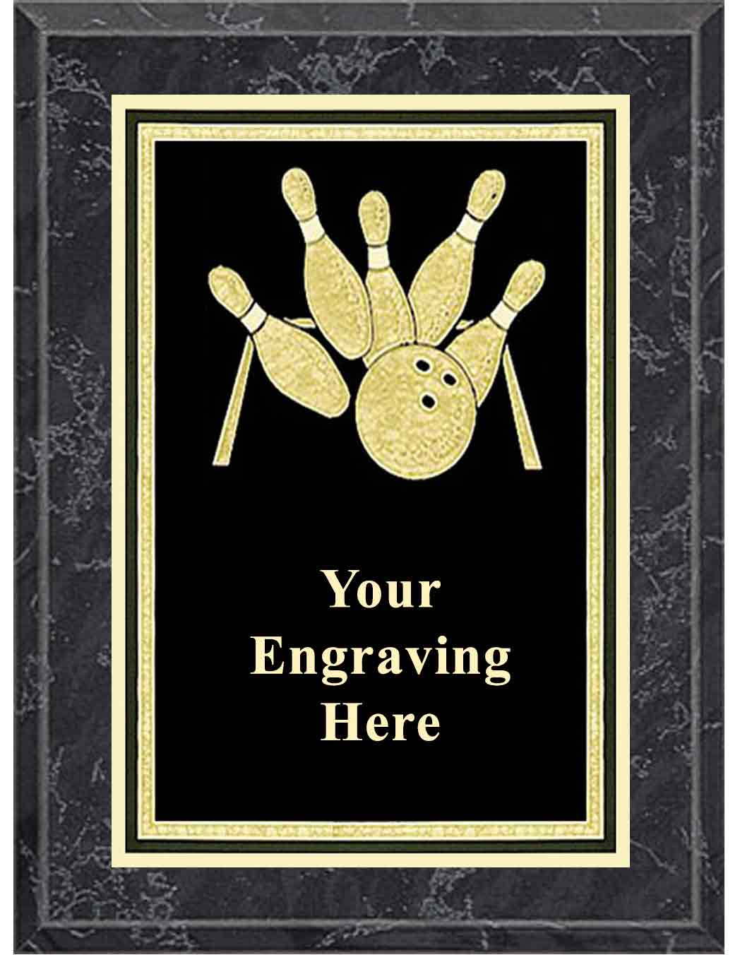 8x10 Black Marble Bowling Activity Plaque