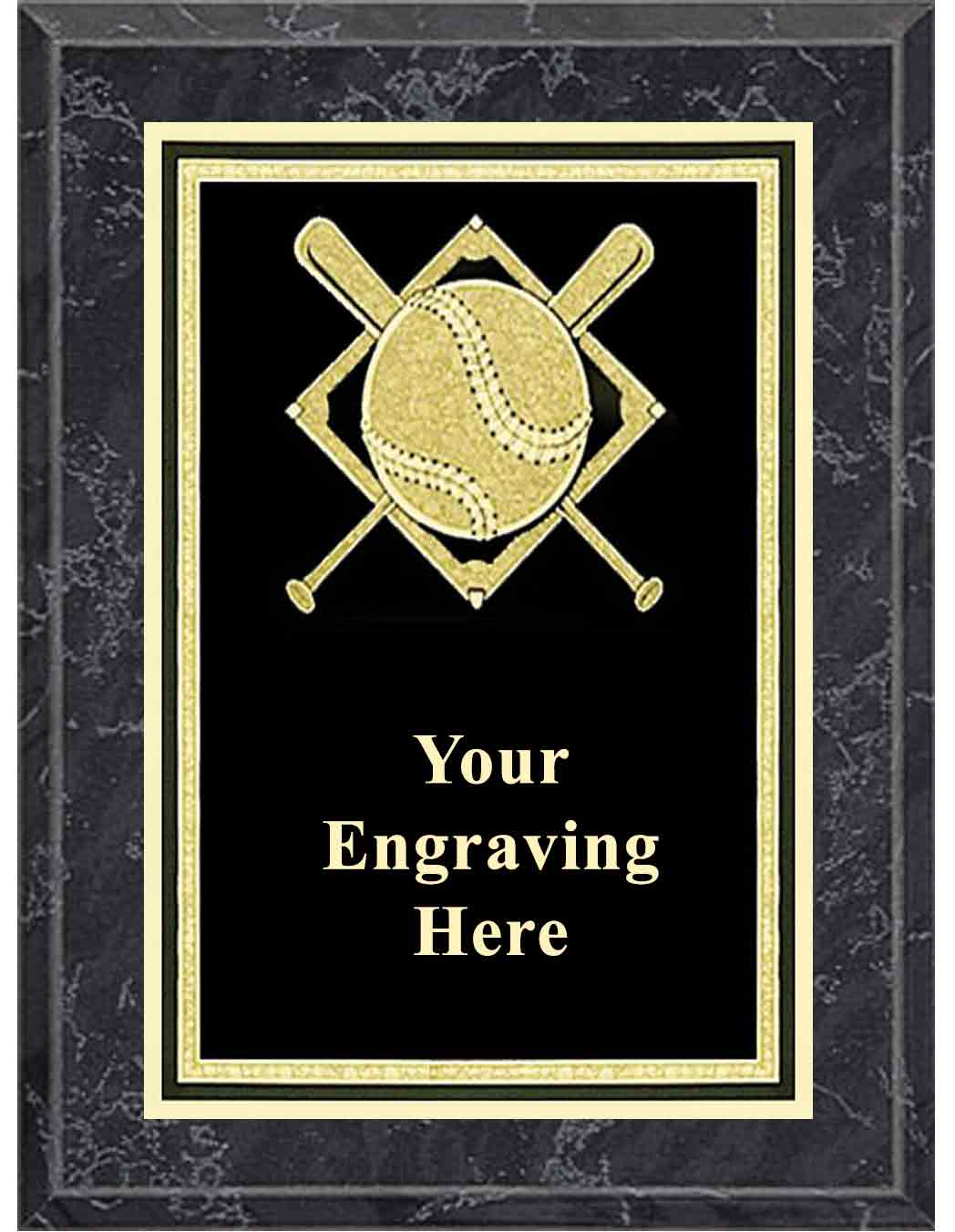 8x10 Black Marble Baseball Activity Plaque