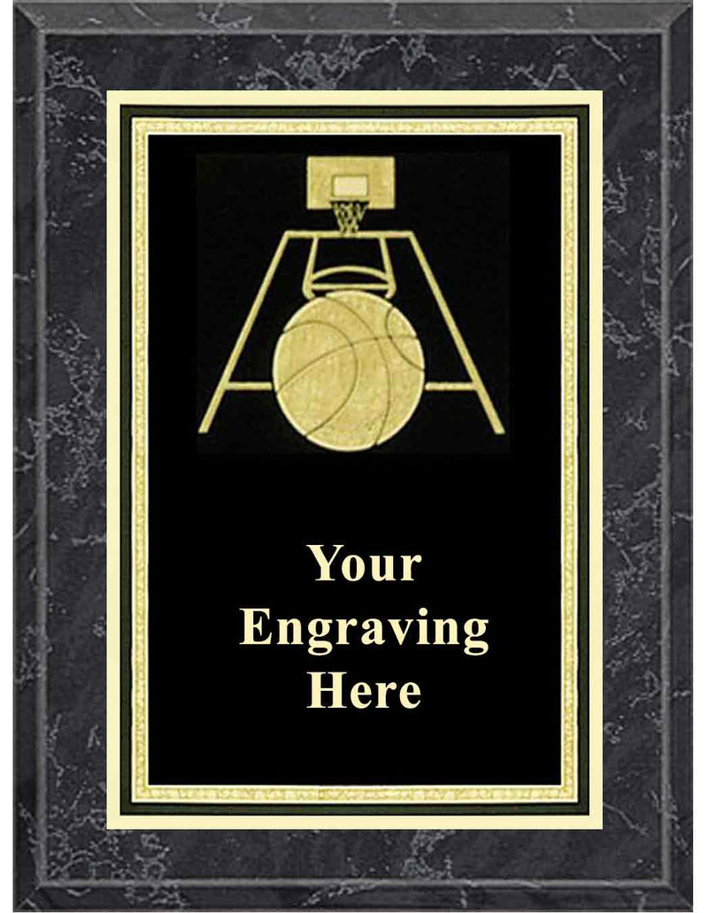 8x10 Black Marble Basketball Activity Plaque