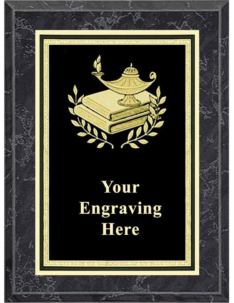8x10 Black Marble Lamp of Knowledge Activity Plaque