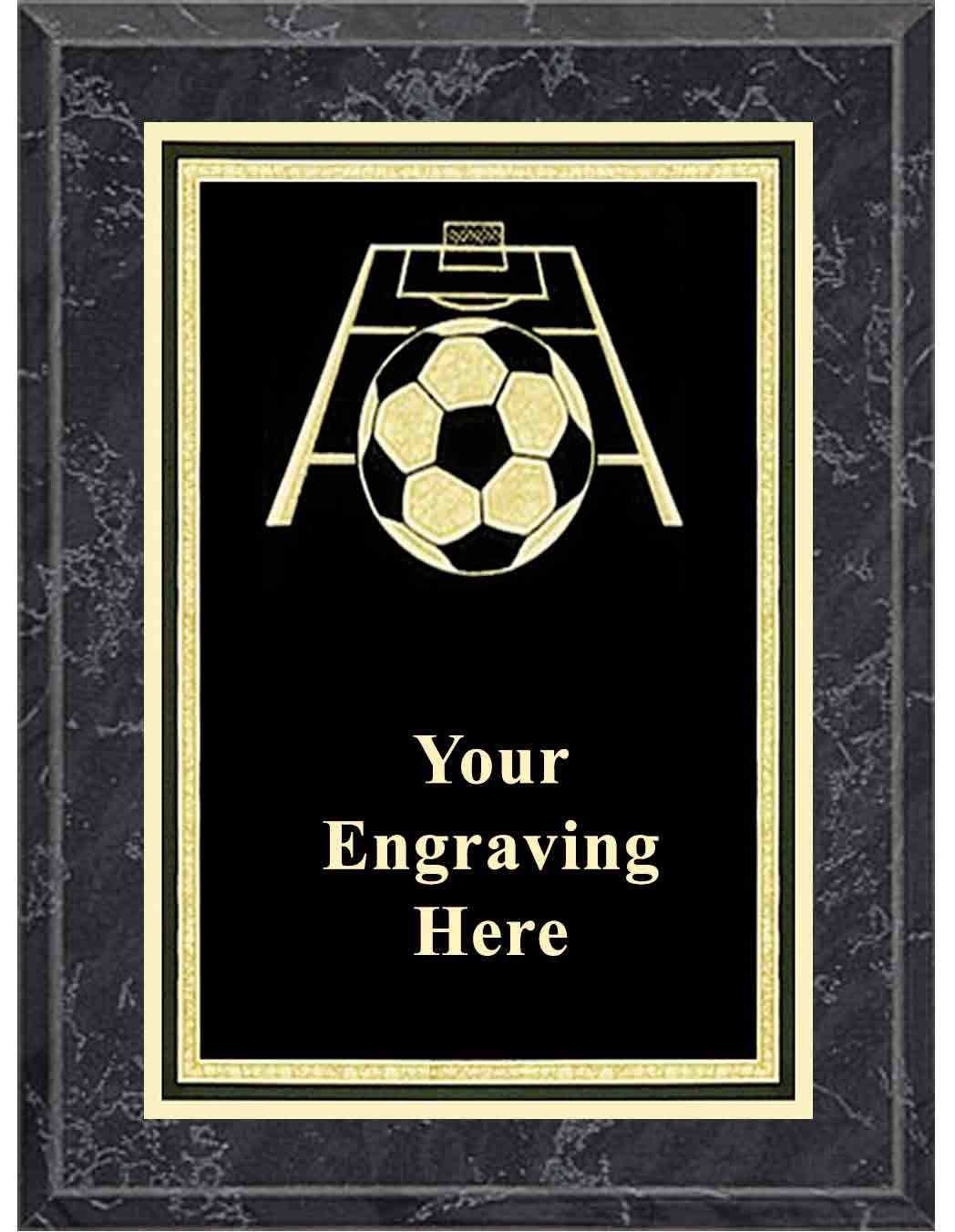 8x10 Black Marble Soccer Activity Plaque