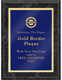 Laser Engraved Classic Gold Border Plaque - Blue