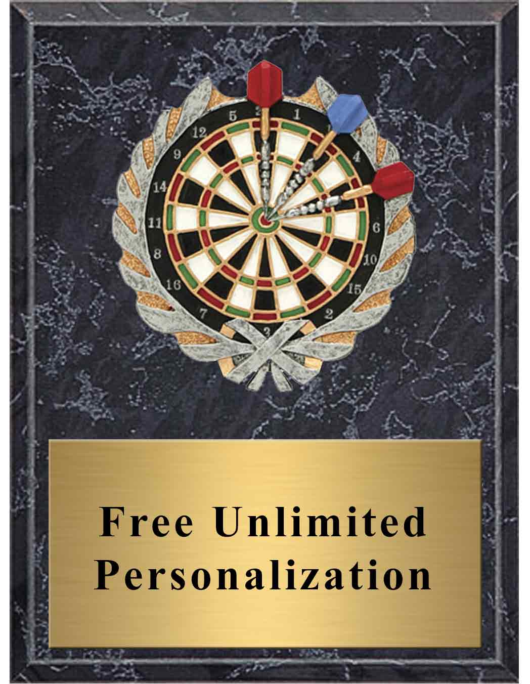 Black Marble Darts Millennium Plaque