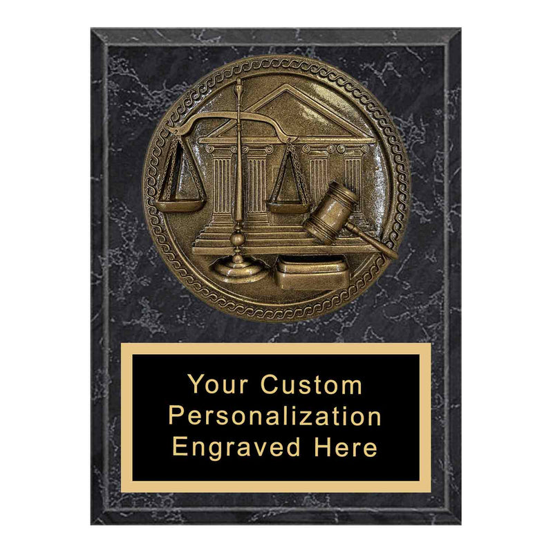 Black Marble Scales of justice Plaque Mount