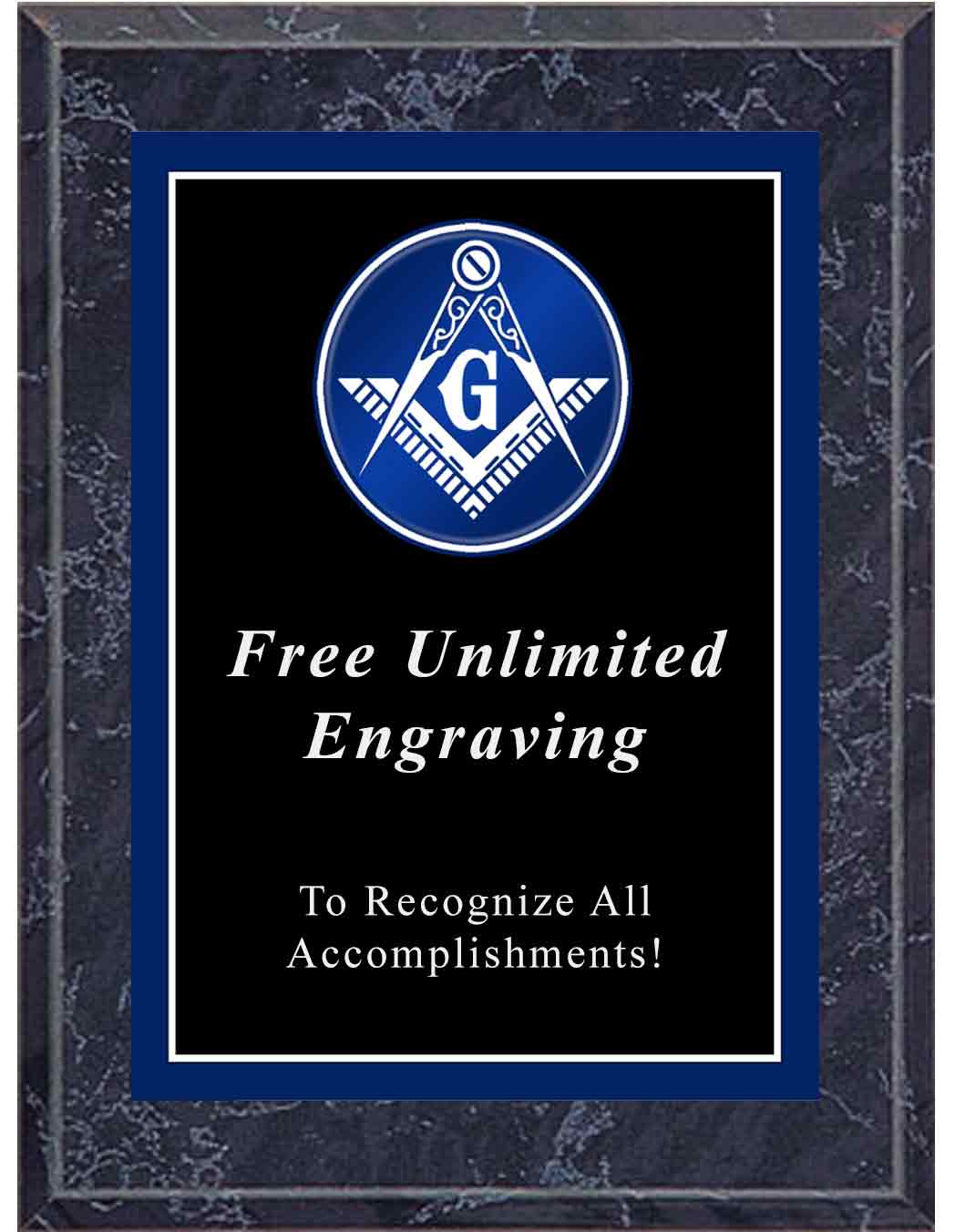 Black Marble Sport Photo Masonic Plaque