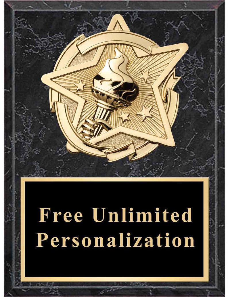 Black Marble Gold Star Victory Standout Plaque