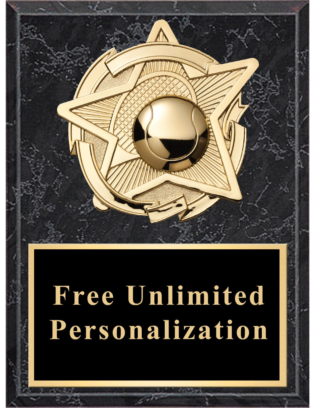 Black Marble Gold Star Tennis Standout Plaque