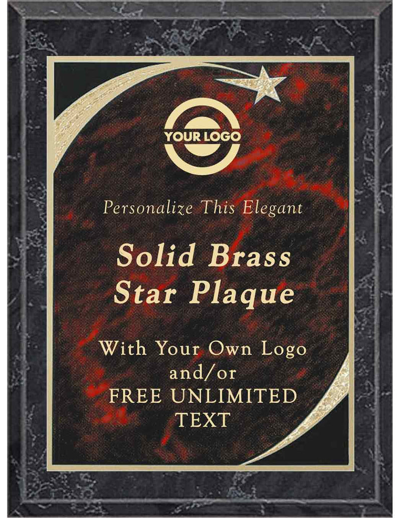 Black Marble Premium Sweeping Star Plaque - Red