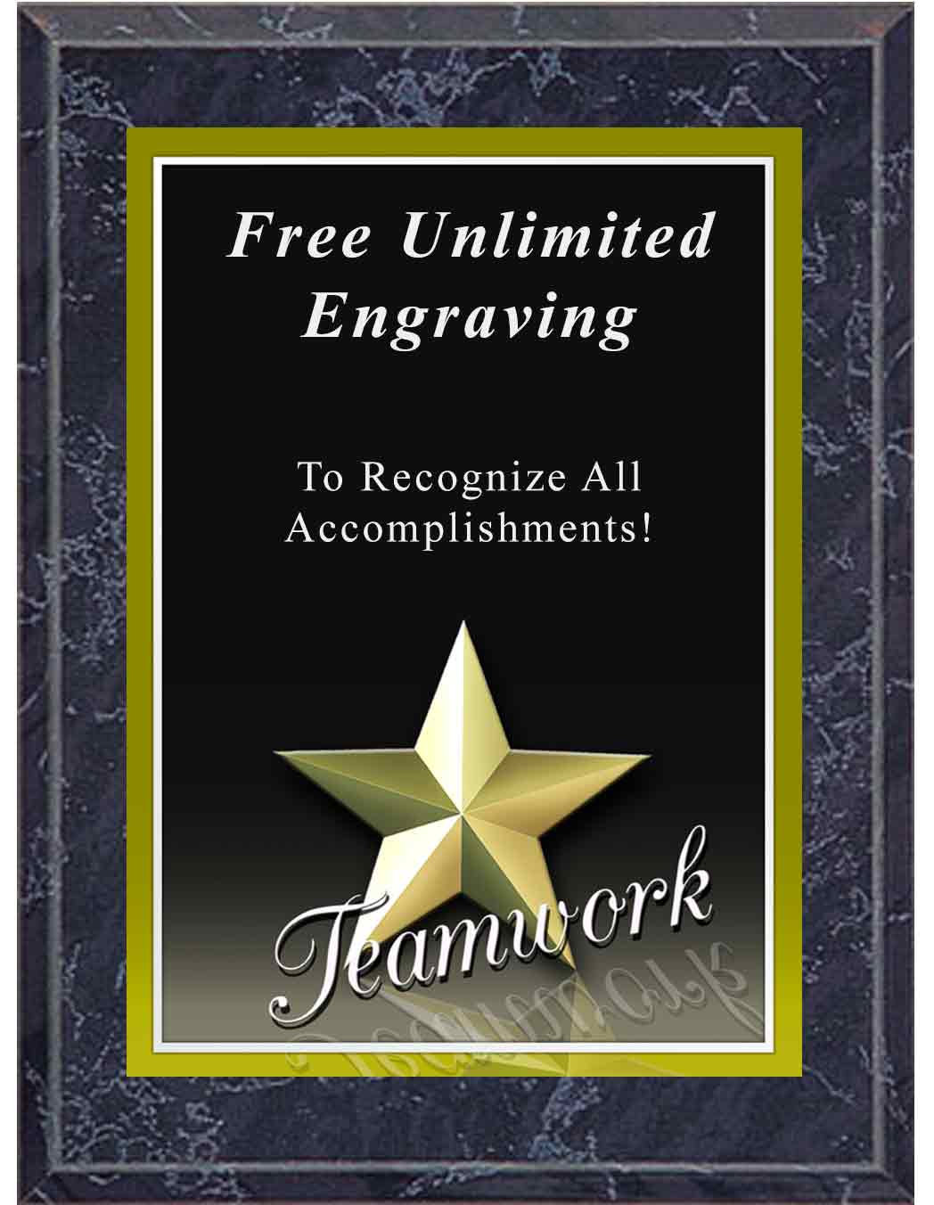 Black Marble Sport Photo Teamwork Plaque