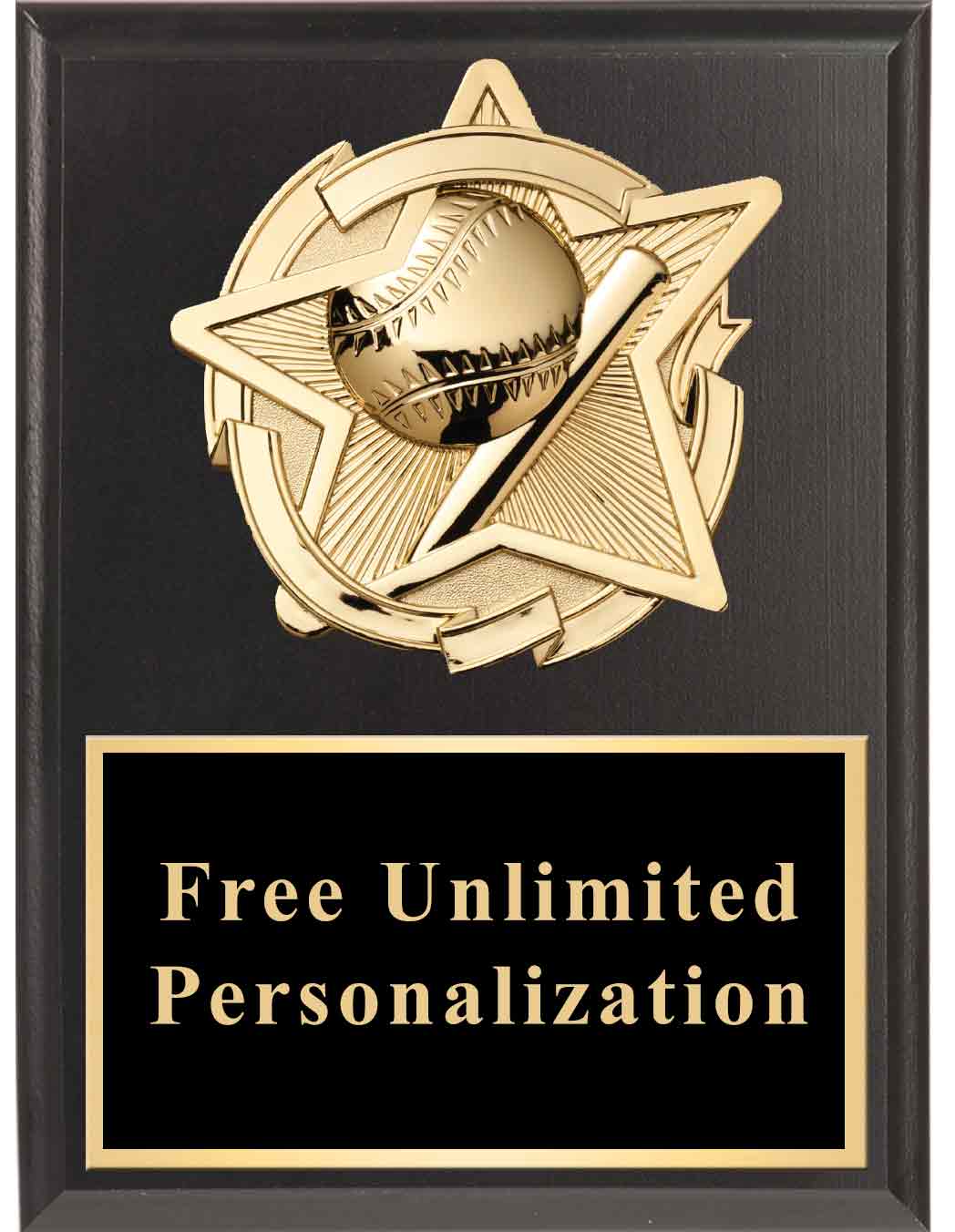 Black Gold Star Baseball/Softball Standout Plaque