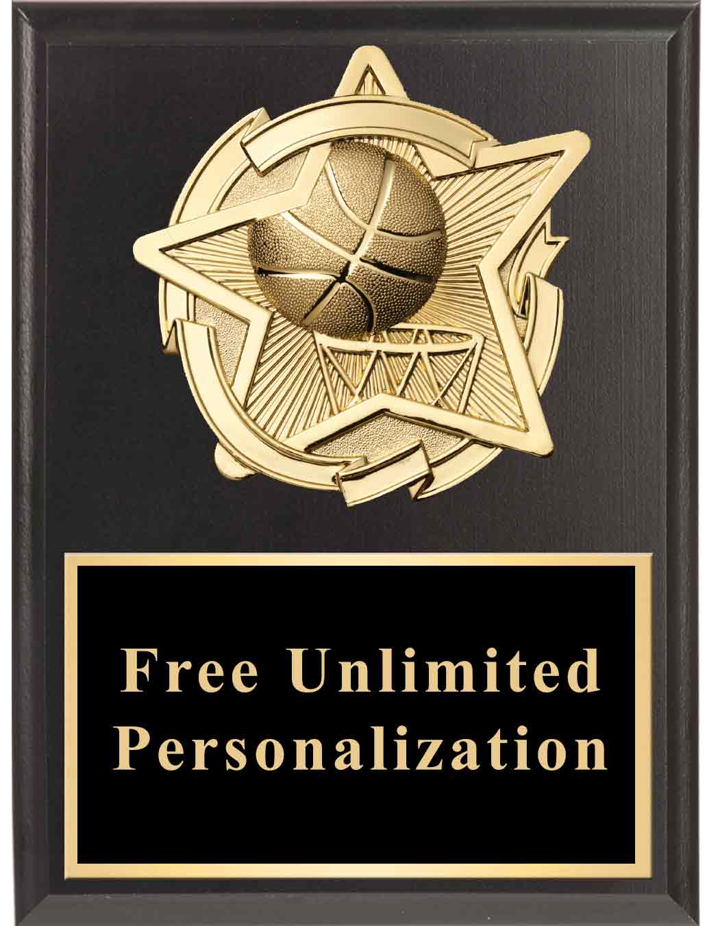 Black Gold Star Basketball Standout Plaque