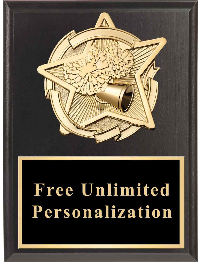 Black Gold Star Cheer Standout Plaque