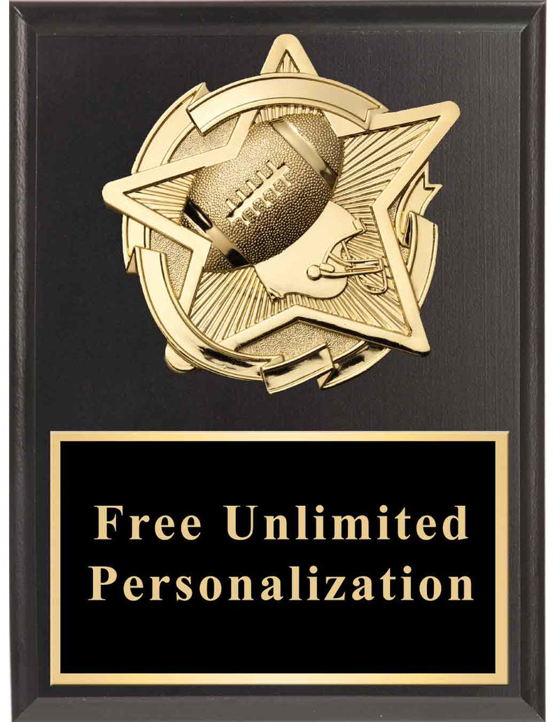 Black Gold Star Football Standout Plaque