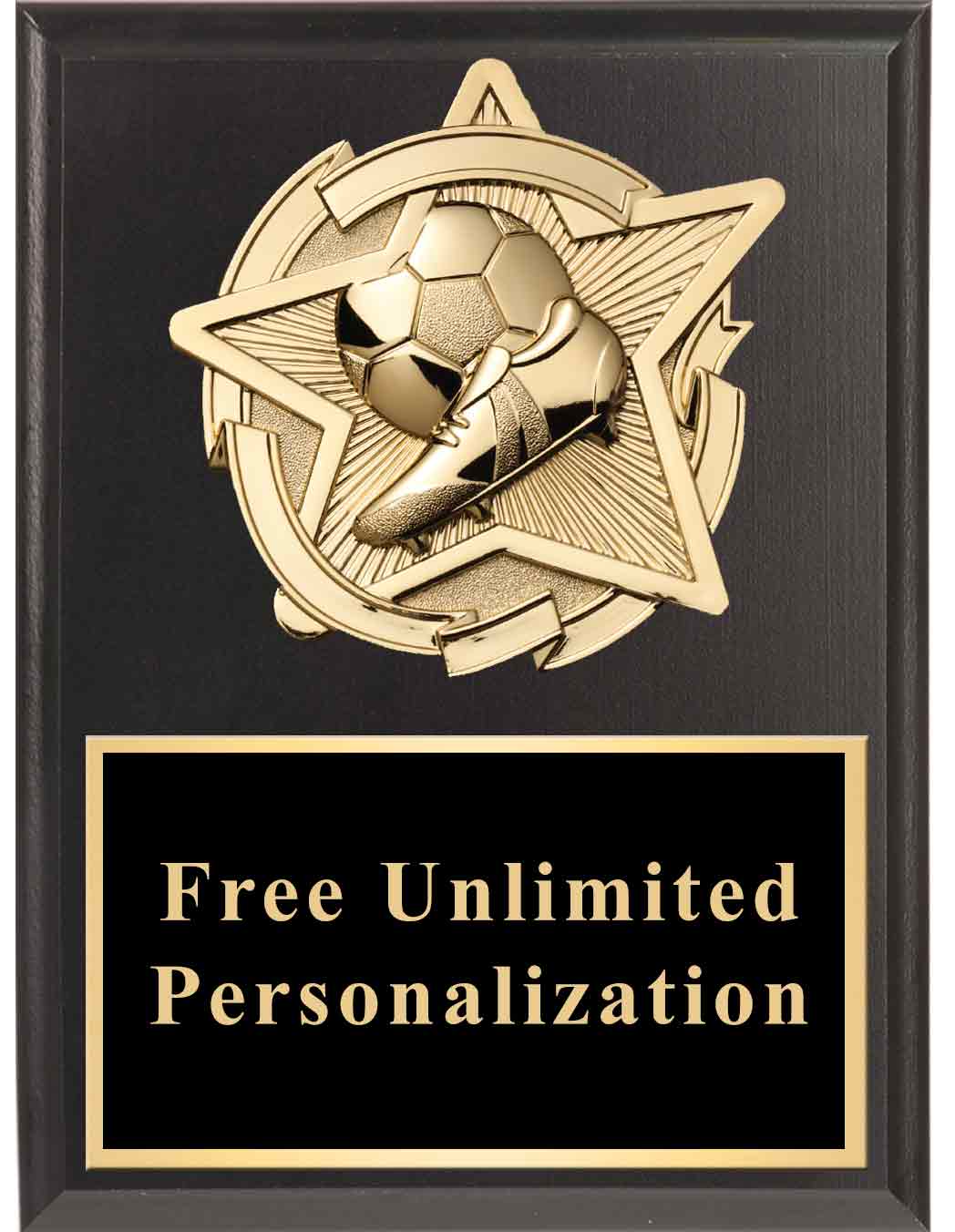 Black Gold Star Soccer Standout Plaque