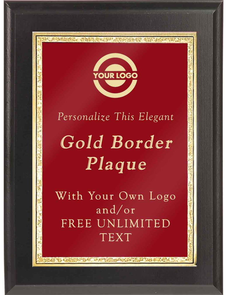 Black Classic Double Gold Border Plaque - Red