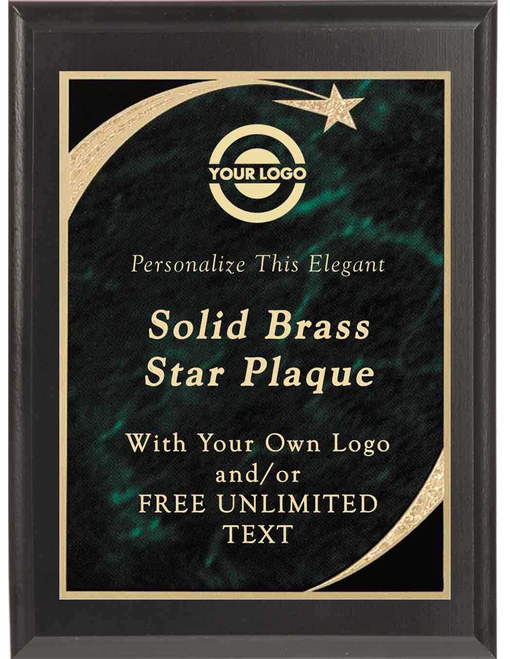 Black Premium Sweeping Star Plaque - Green