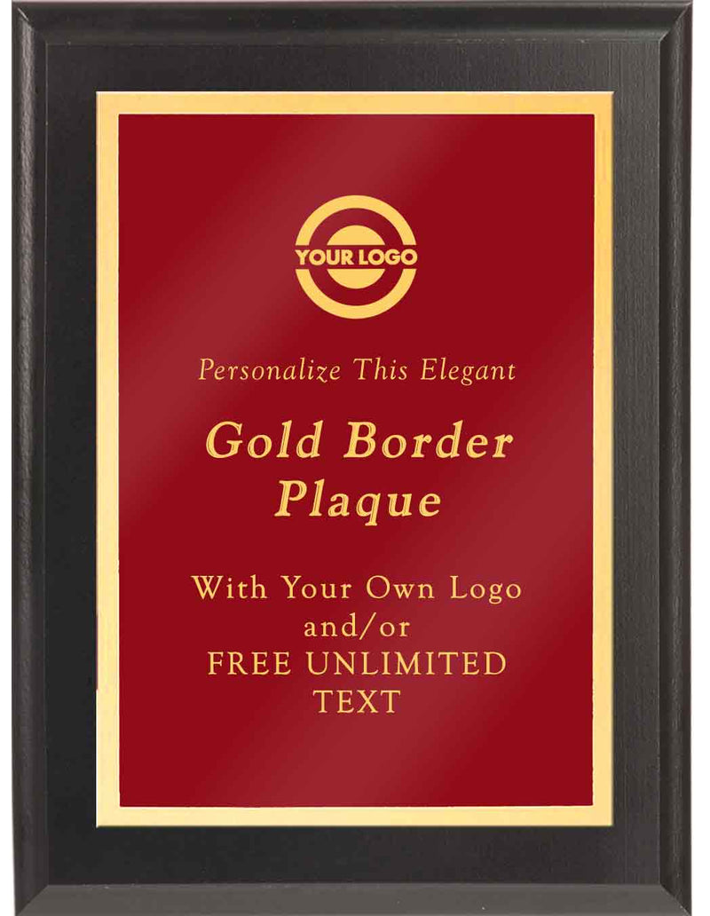 Black Classic Gold Border Plaque - Red