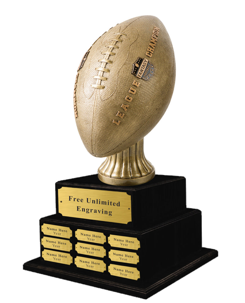 Perpetual Fantasy Football League Champion Trophy on Black Base