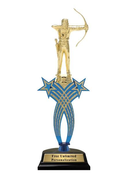 Blue Crossed Star Archery Trophy