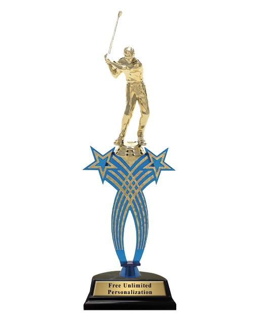 Blue Crossed Star Golf Trophy