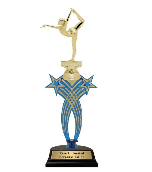 Blue Crossed Star Gymnastics Trophy
