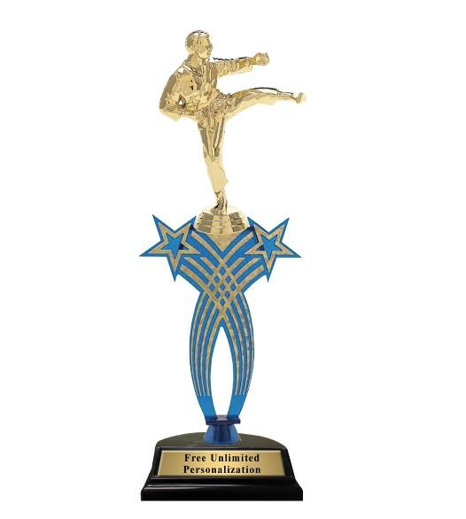 Blue Crossed Star Martial Arts Trophy