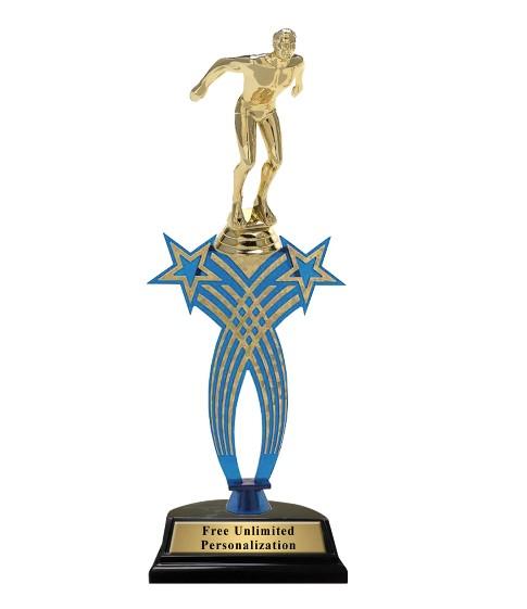 Blue Crossed Star Swimming Trophy