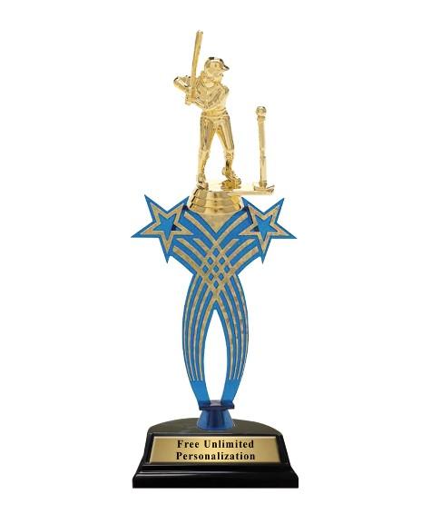 Blue Crossed Star T-Ball Trophy