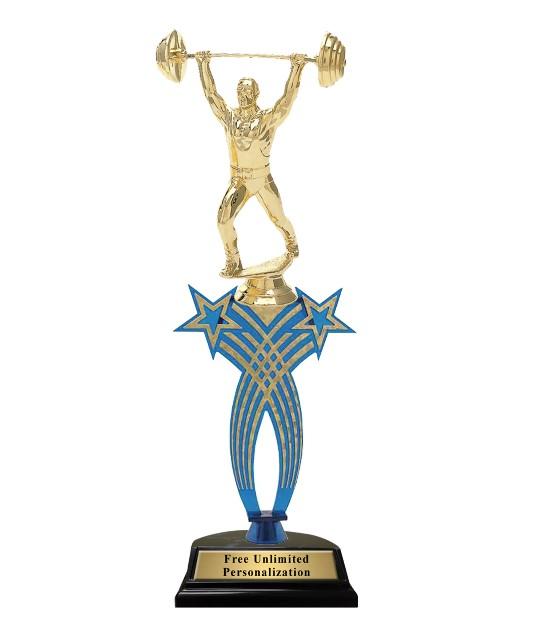 Blue Crossed Star Weightlifting Trophy