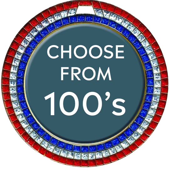 Bright Red White and Blue Gem Insert Medal