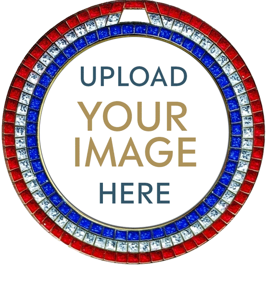 Bright Red White and Blue Gem Custom Insert Medal
