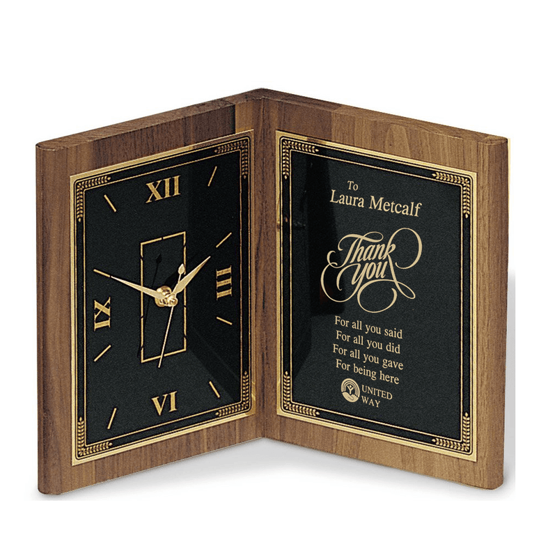 Genuine Walnut Book Clock with Square Edges