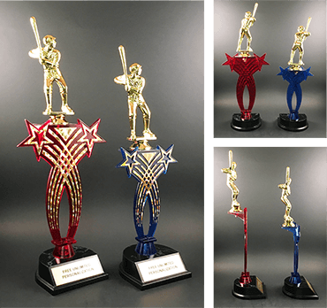 Rear and Side view of Red Crossed Star Trophy