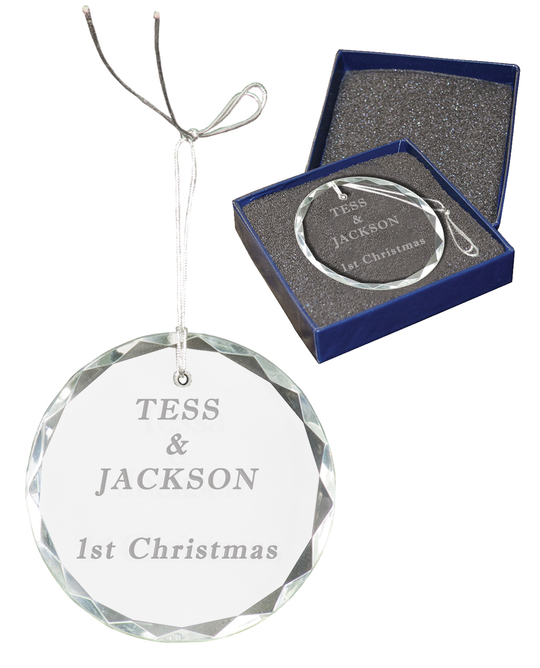 Personalized Christmas Crystal Ornament - Circle