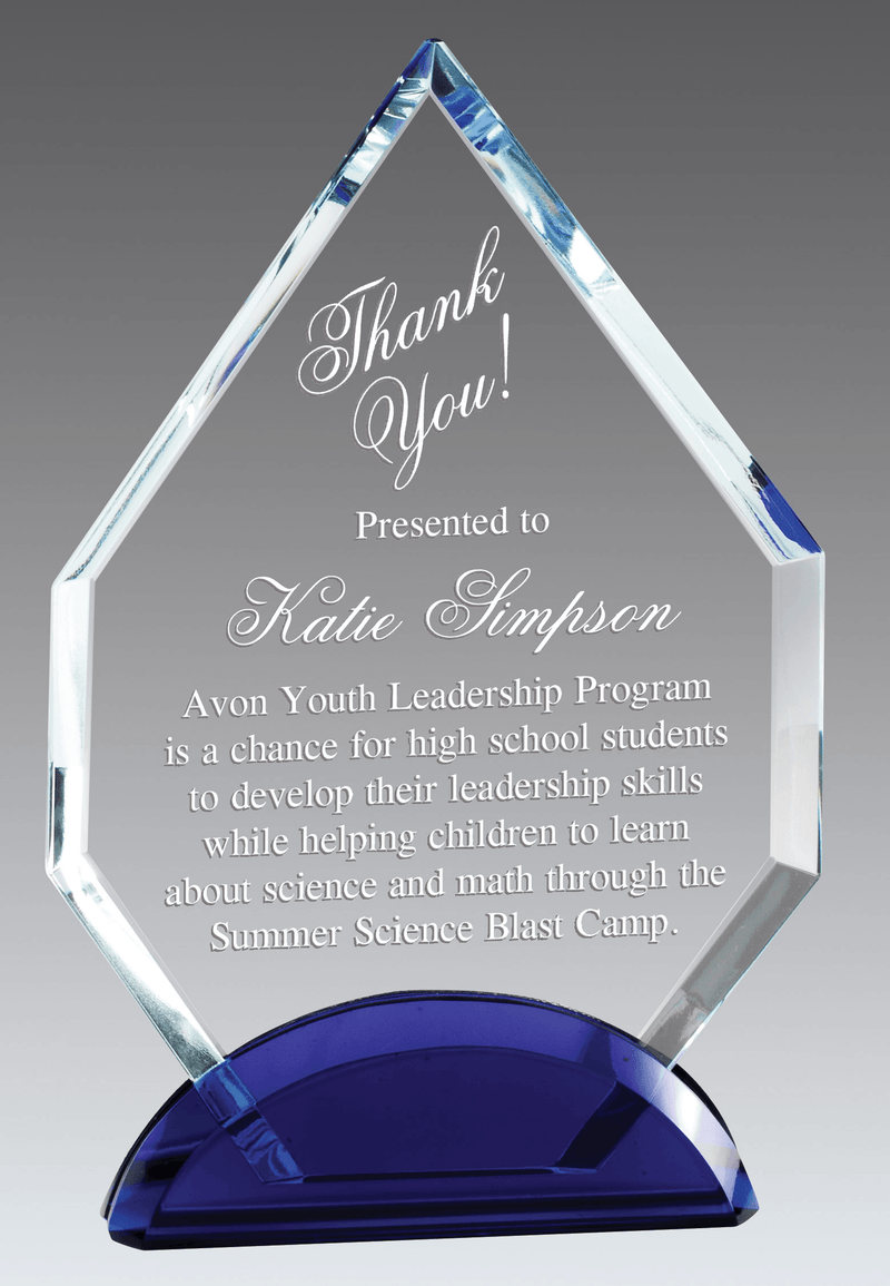 Arrowhead Crystal Award with Blue Base
