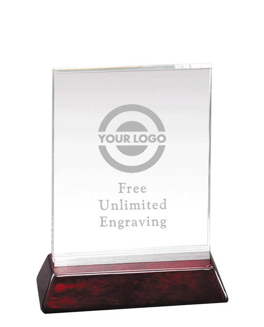 Rosewood Rectangle Crystal Award
