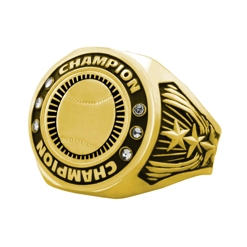 Bright Gold Baseball Championship Ring - Champion