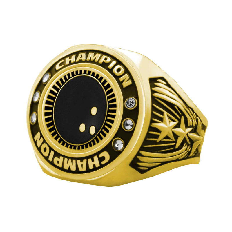 Bright Gold Bowling Championship Ring - Champion