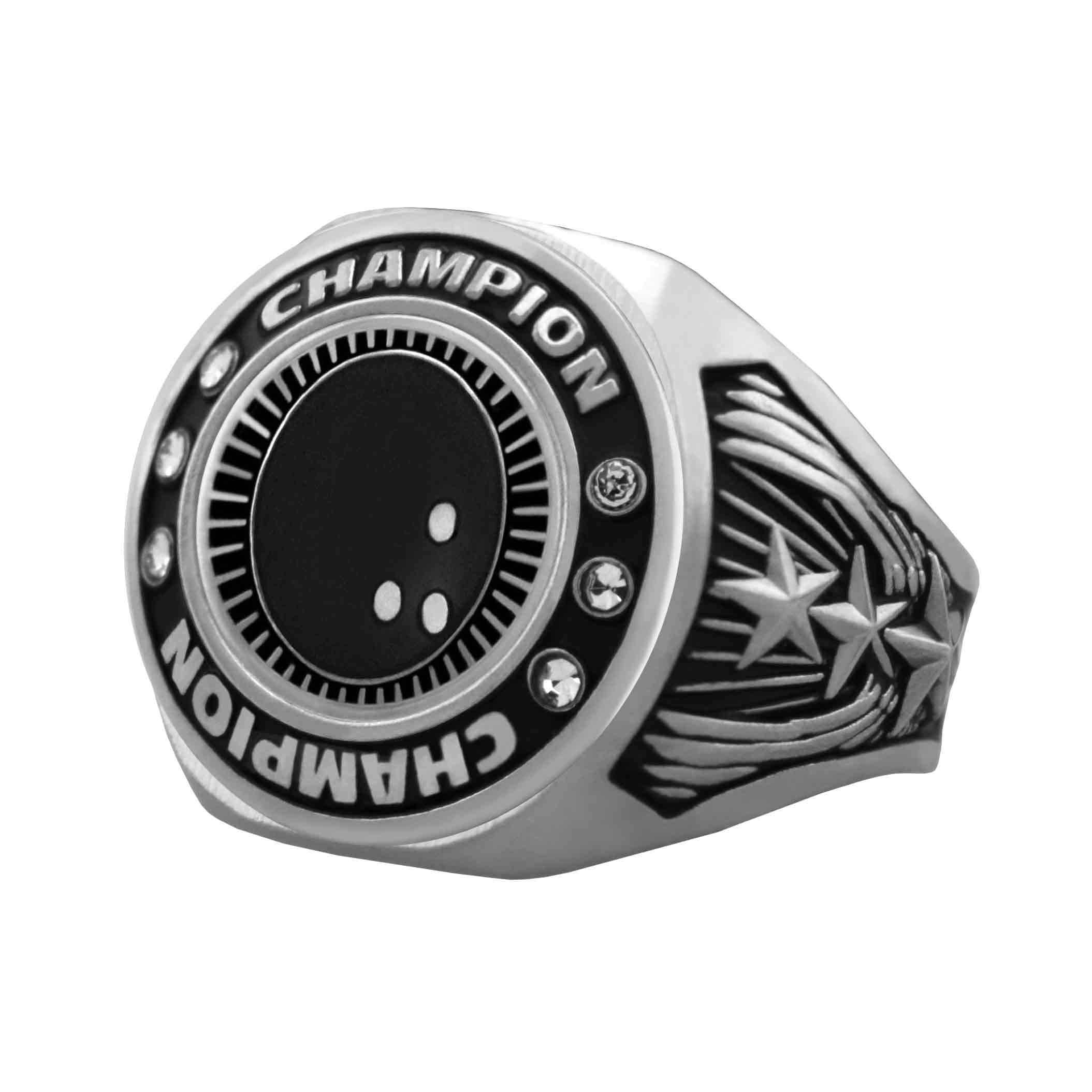 Custom Bowling Rings Bright Silver Bowling Championship Ring