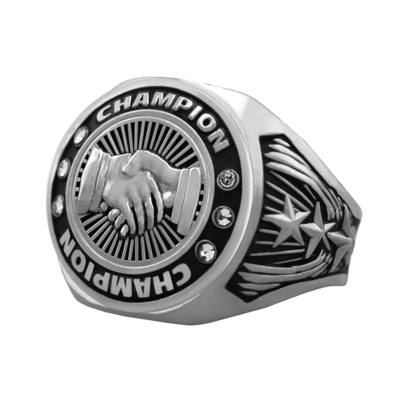 Bright Silver Business Championship Ring - Champion