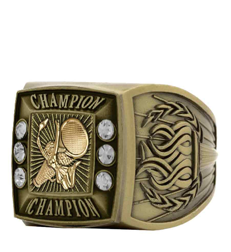 Gold Cheer Championship Ring With Champion Bezel