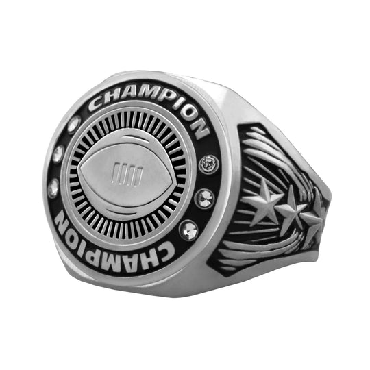 Bright Silver Football Championship Ring