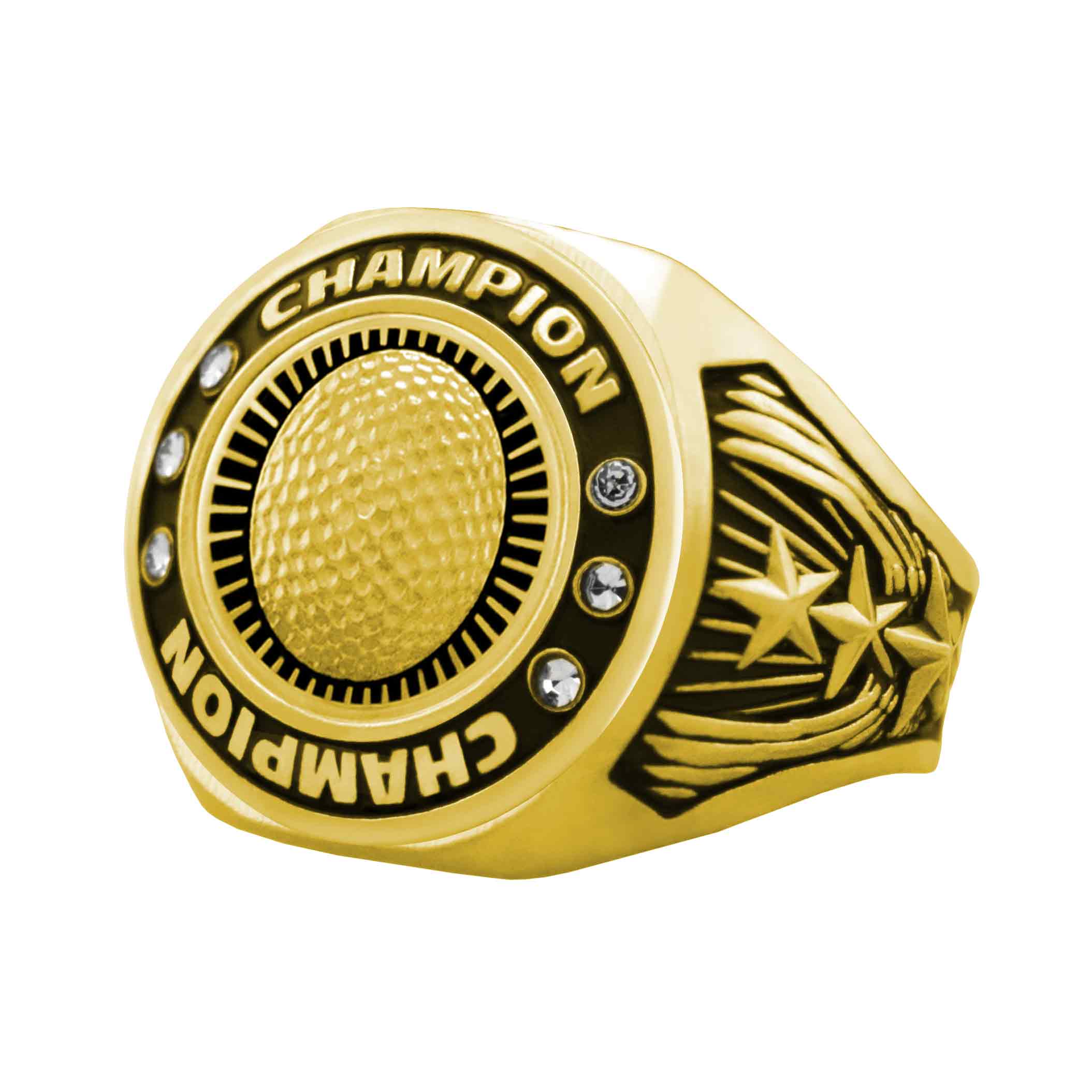 Bright Gold Golf Championship Ring - Champion